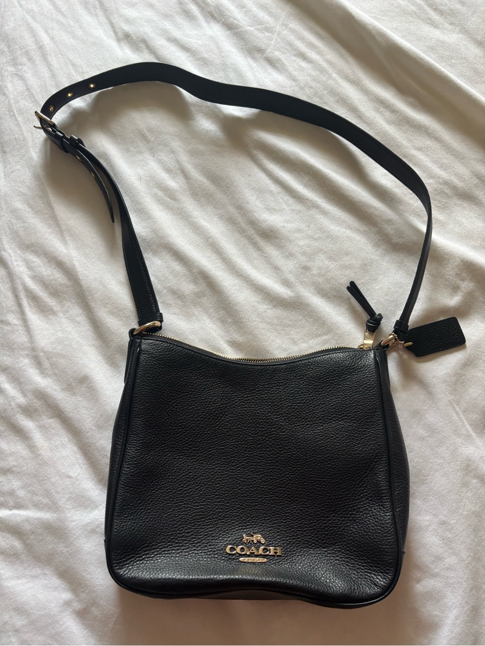 Coach Black Pebbled Leather Shoulder Crossbody with Gold Hardware